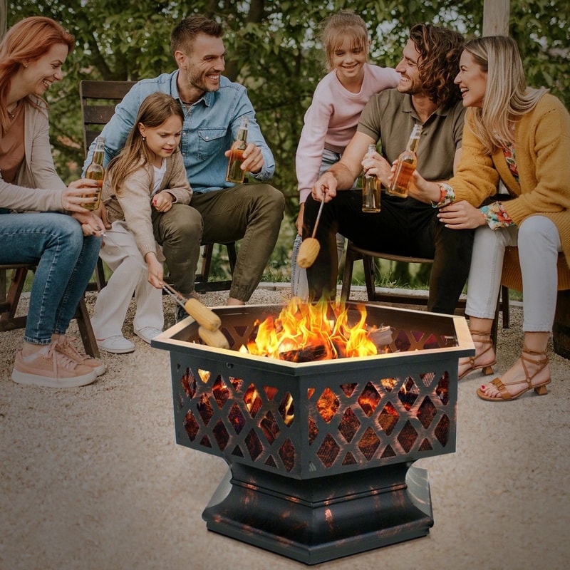 Outdoor Fire Pit Heater Wood Burning Patio Stove For Deck Backyard Fireplace Table Perfect For Outd 7
