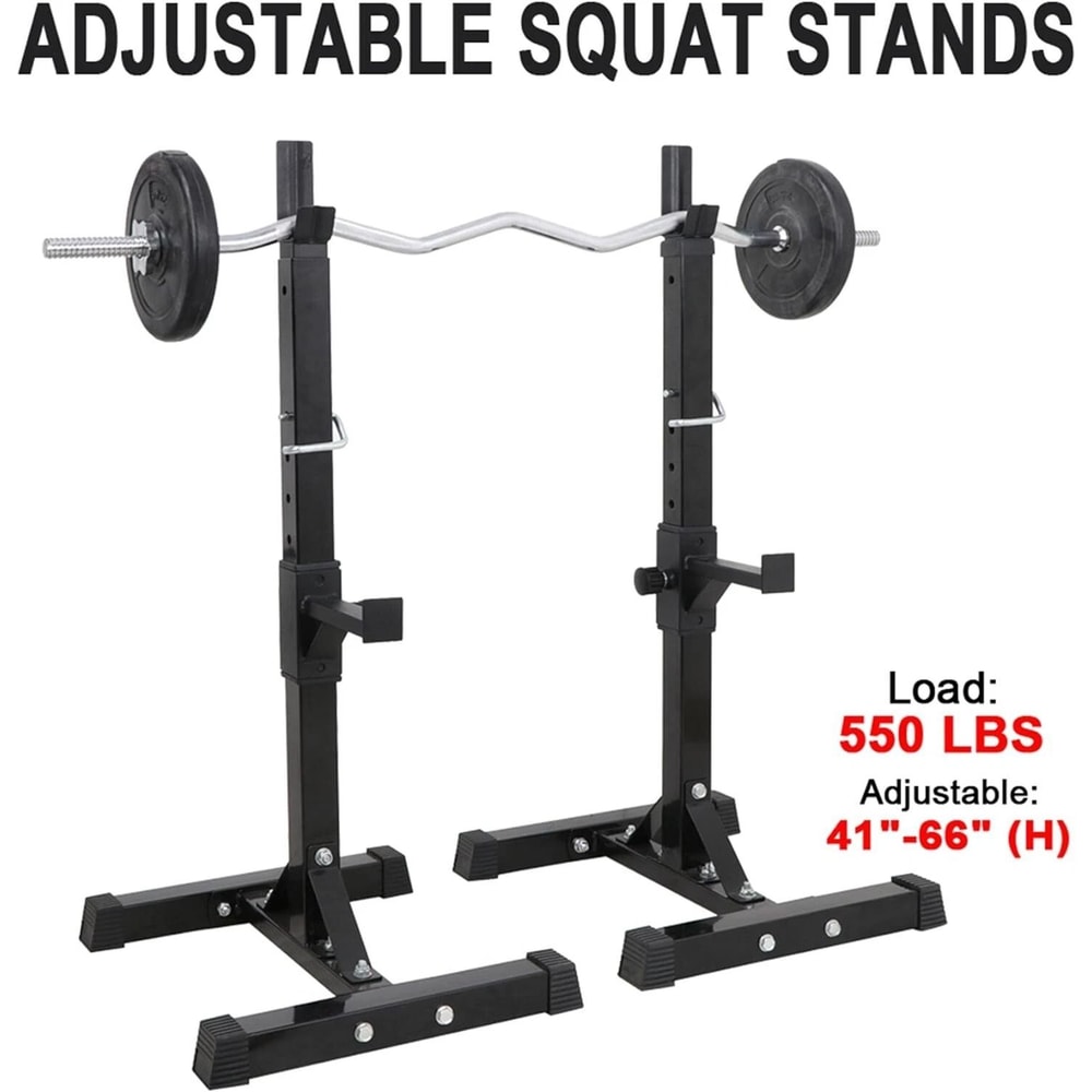 Adjustable Squat Rack For Home Gym Portable Barbell Dumbbell Rack Stands Adjustable Height 14