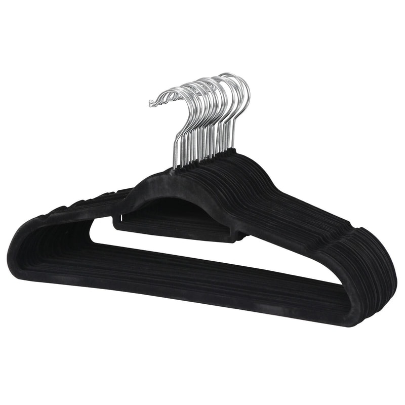 Velvet Non Slip Clothes Hangers With Swivel Hook Premium Black 0