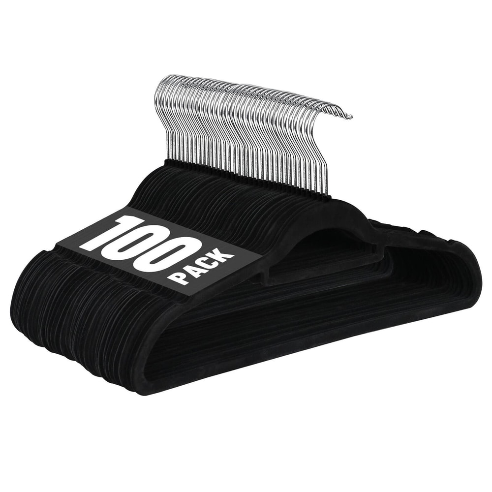 Velvet Non Slip Clothes Hangers With Swivel Hook Premium Black 9