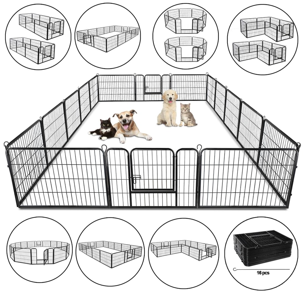 24 Panel Portable Dog Playpen Fence Foldable Pet Exercise Pen For Yard RV Camping 14