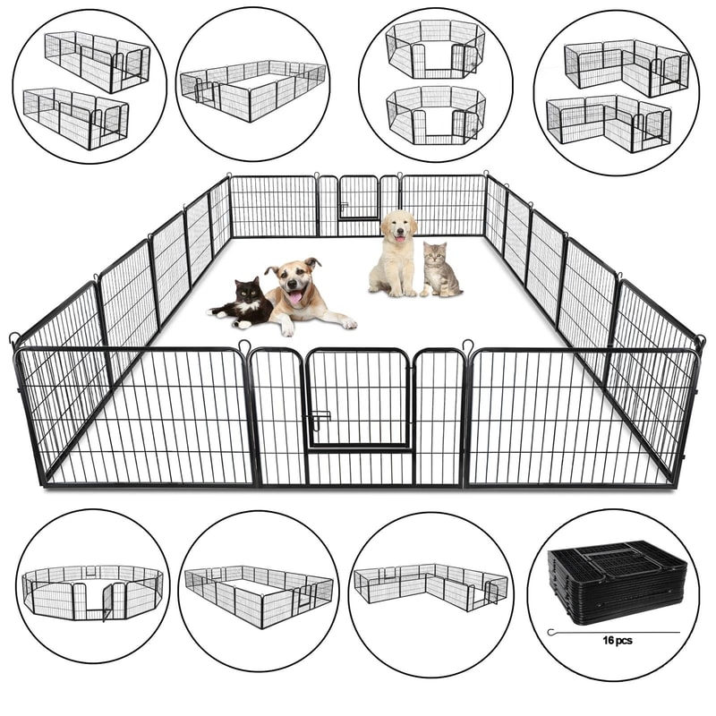 24 Panel Portable Dog Playpen Fence Foldable Pet Exercise Pen For Yard RV Camping 14