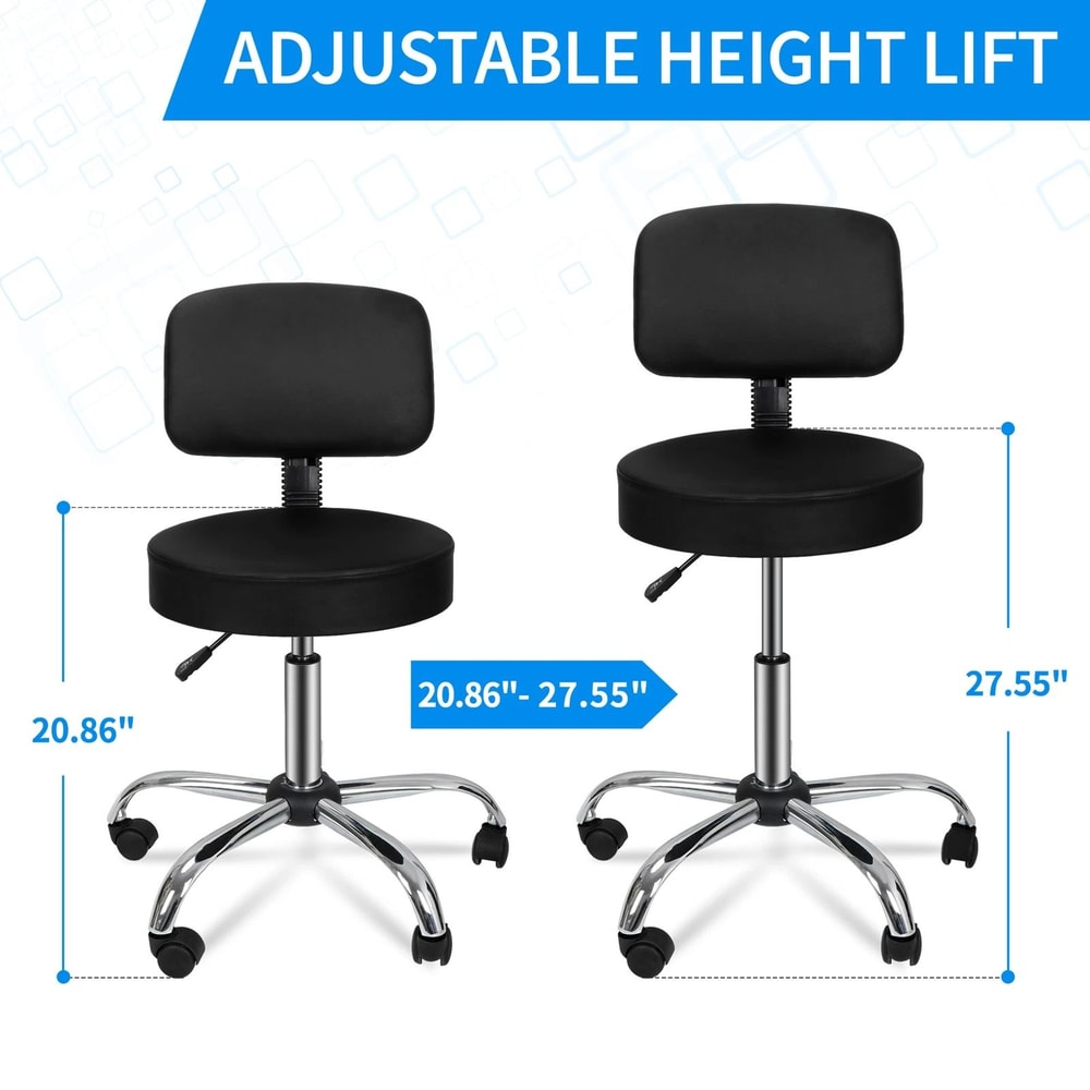 Swivel Salon Spa Stool Chair With Adjustable Hydraulic Rolling System Back Support 9
