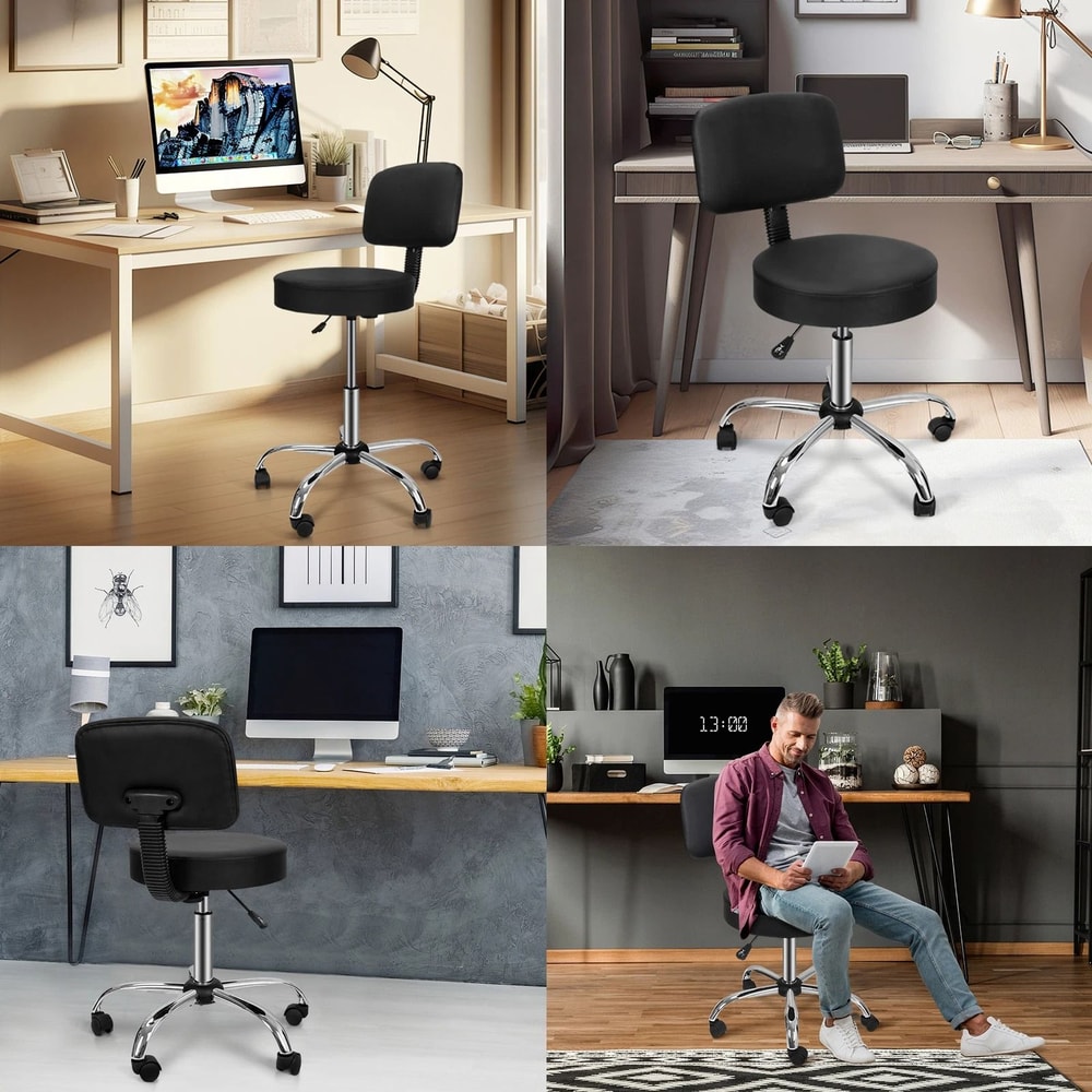 Swivel Salon Spa Stool Chair With Adjustable Hydraulic Rolling System Back Support 10