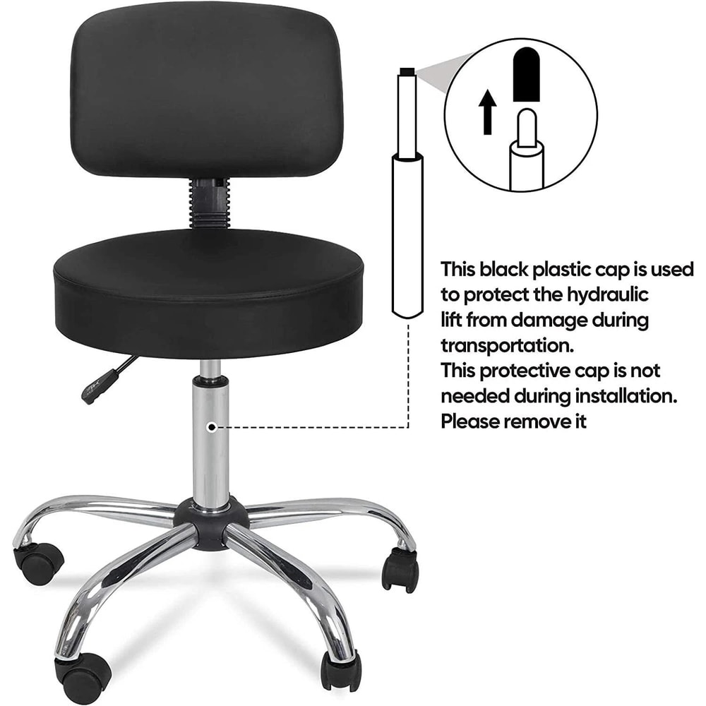 Swivel Salon Spa Stool Chair With Adjustable Hydraulic Rolling System Back Support 3