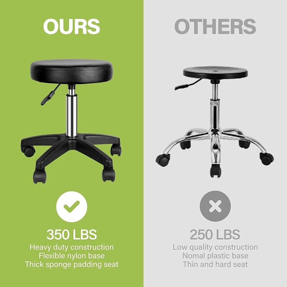 Adjustable Rolling Stool With PU Leather Seat Swivel Design And Height Adjustment For Salon Office 4