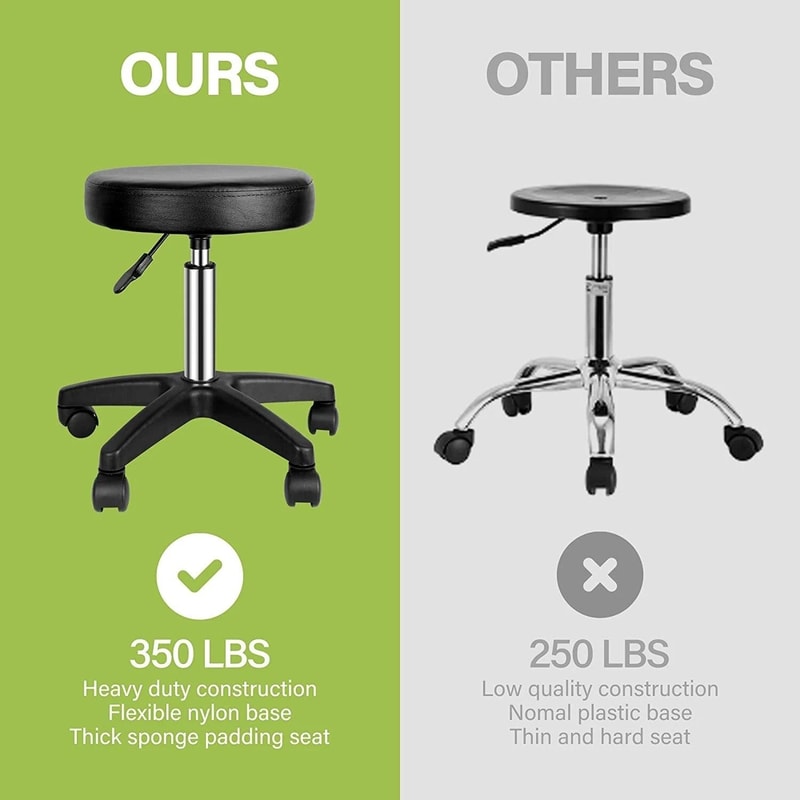 Adjustable Rolling Stool With PU Leather Seat Swivel Design And Height Adjustment For Salon Office 4