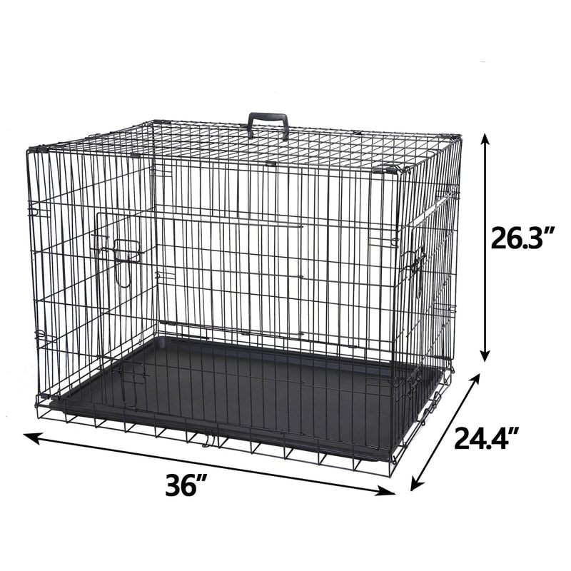 Metal Wire Dog Crate With Double Doors Tray Adjustable Pet Kennel For Dogs Ideal For Home And Trav 5