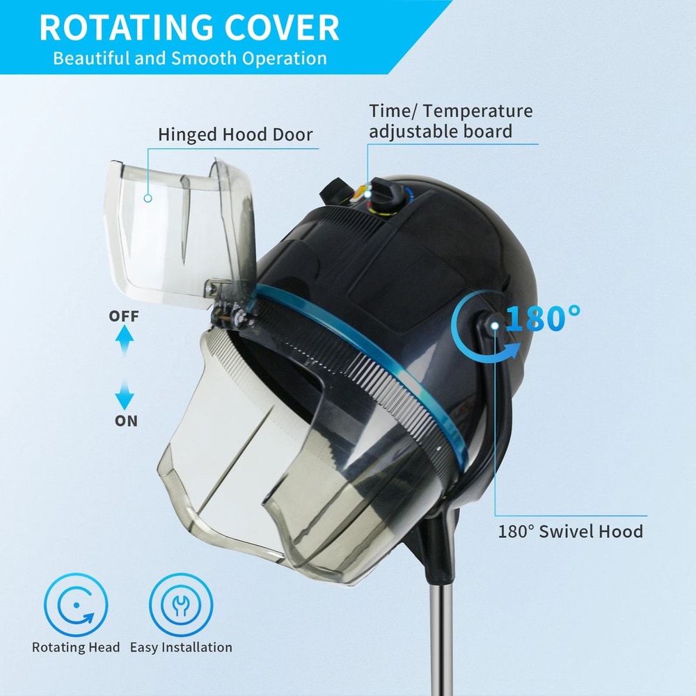 Adjustable Bonnet Hair Dryer With Rolling Wheels Professional Hooded Hair Dryer 11