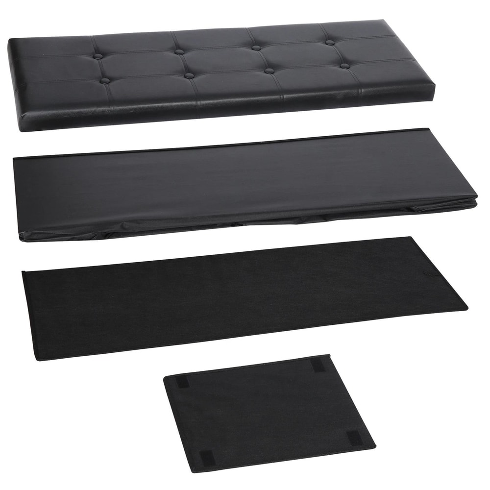 Premium Folding Storage Ottoman Bench With Faux Leather Bench Seat And Divider Hidden Storage Seat 2