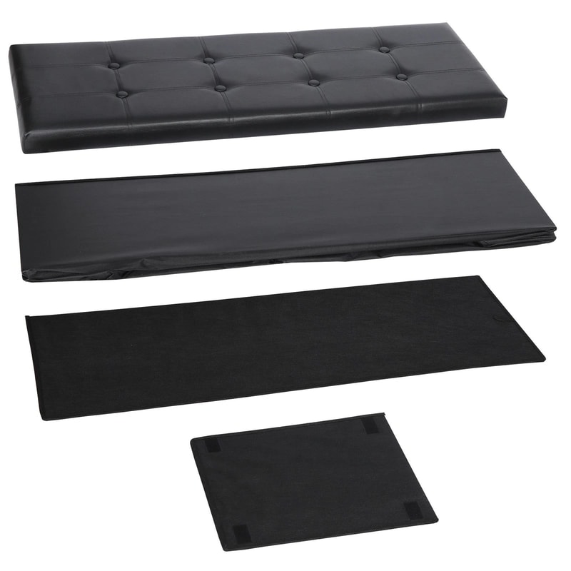 Premium Folding Storage Ottoman Bench With Faux Leather Bench Seat And Divider Hidden Storage Seat 2