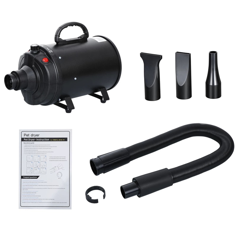 Pet Dog Hair Dryer Adjustable Speed Dog Grooming Blow Dryer WHeater Black 11