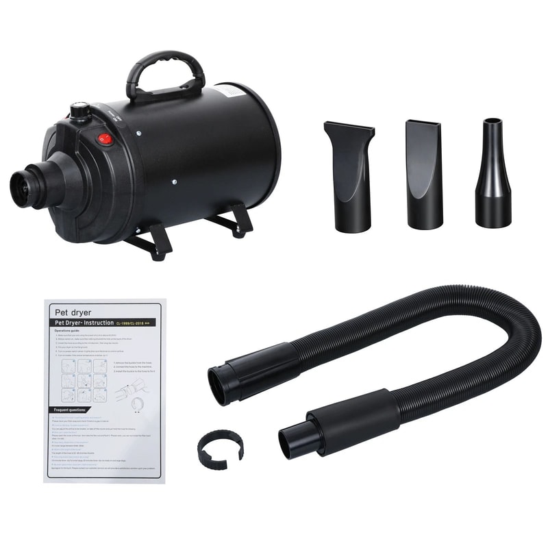 Pet Dog Hair Dryer Adjustable Speed Dog Grooming Blow Dryer WHeater Black 11