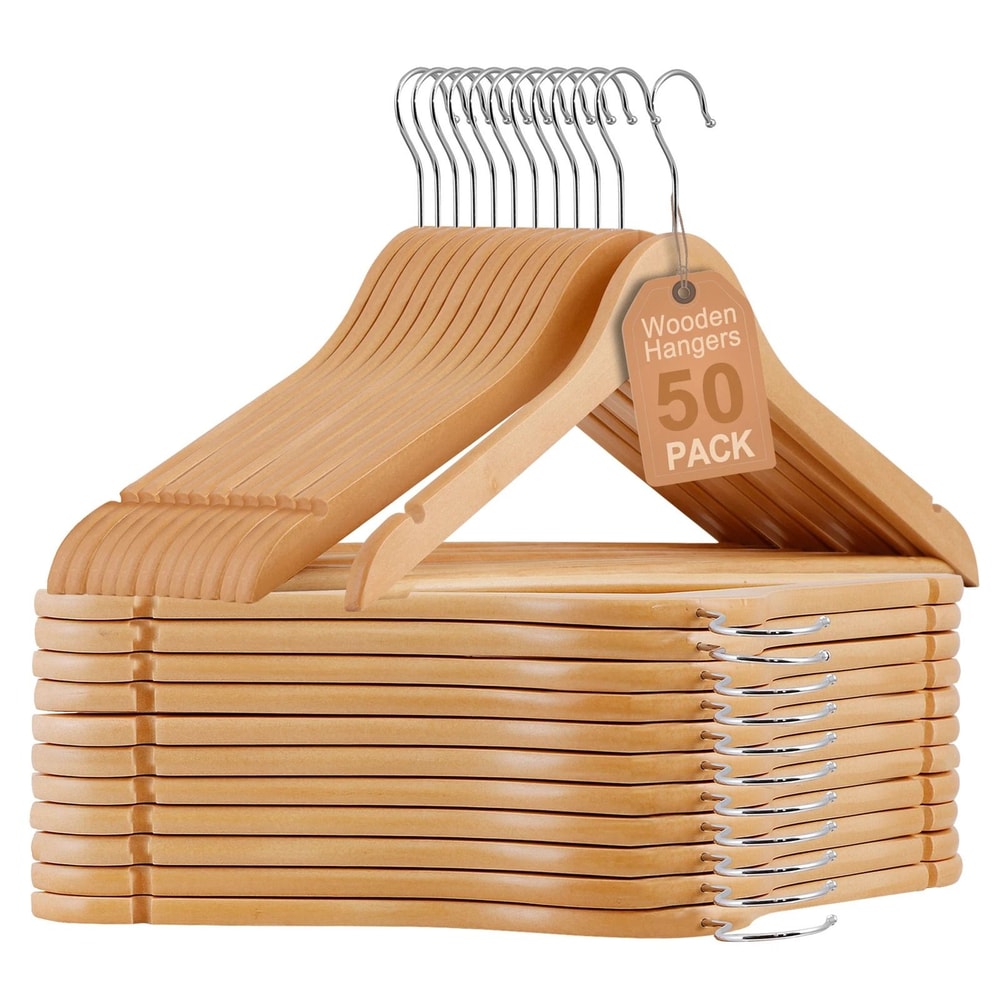 Premium Wooden Clothes Hangers With Swivel Hooks Non Slip Durable Bulk Closet Hangers 9