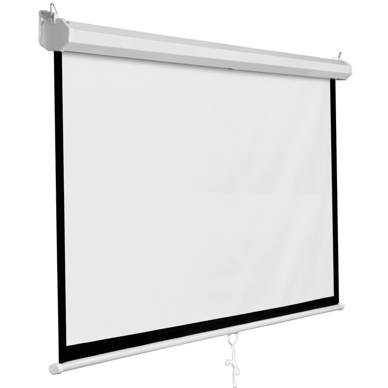Manual Pull Down Projector Screen HD Format For Home Office Use 8