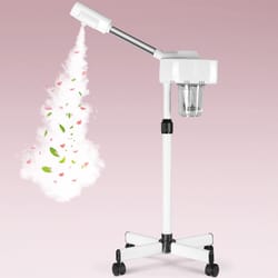 professional facial steamer with ionic ozone & hot mist function mobile stand for skin care & salon use