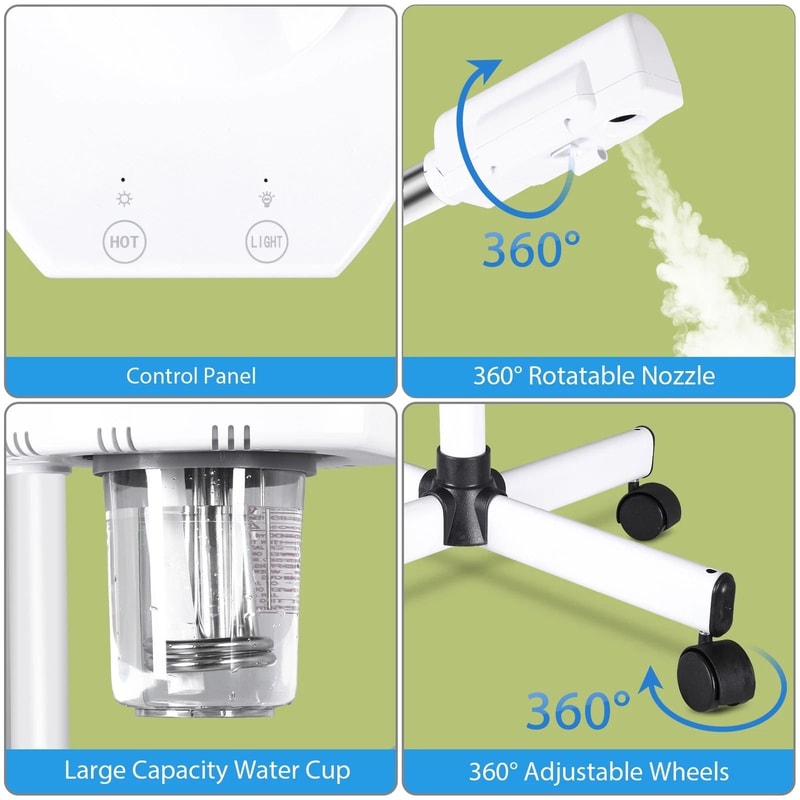 Professional Facial Steamer With Ionic Ozone Hot Mist Function Mobile Stand For Skin Care Salon U 5