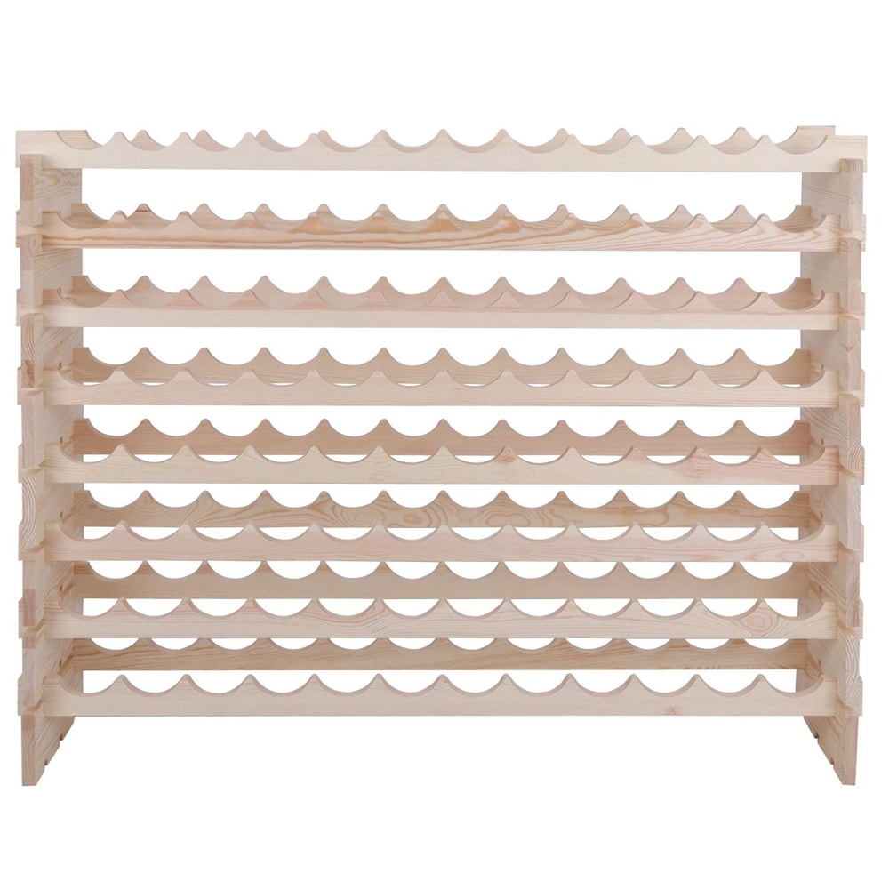Bottle Stackable Wine Rack 8 Tier Solid Wood Display Shelves For Storage 1