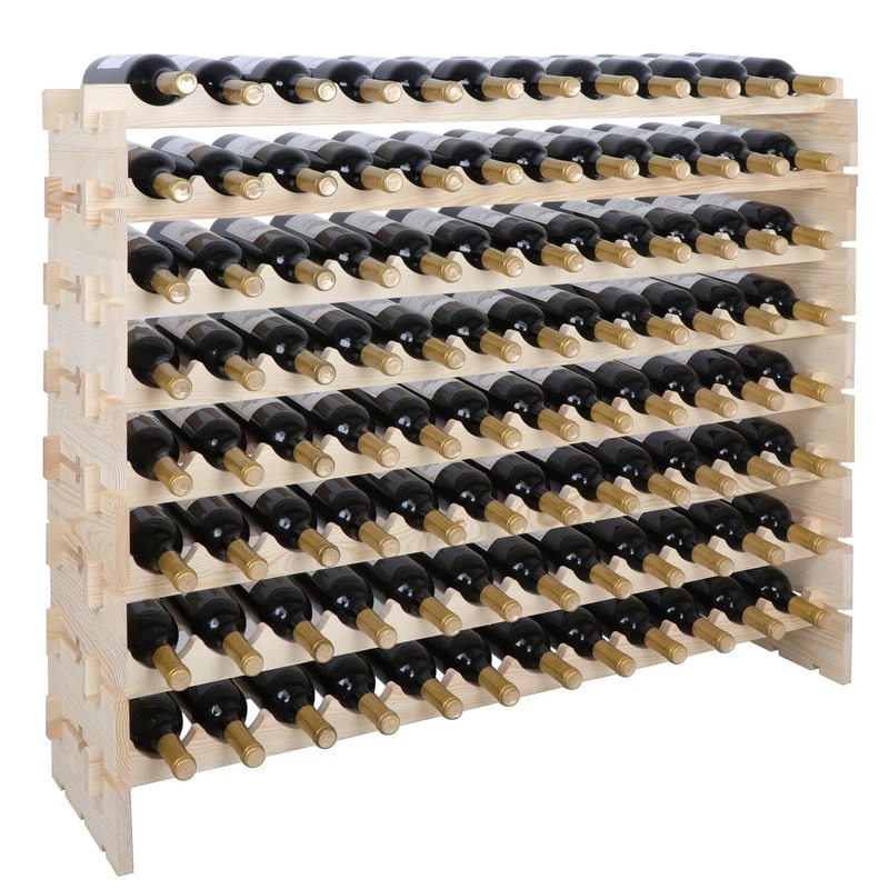 Bottle Stackable Wine Rack 8 Tier Solid Wood Display Shelves For Storage 0