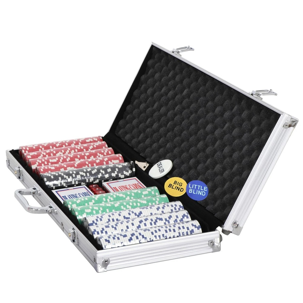 Poker Chip Set With Chips Includes Aluminum Case For Texas Holdem Blackjack 6