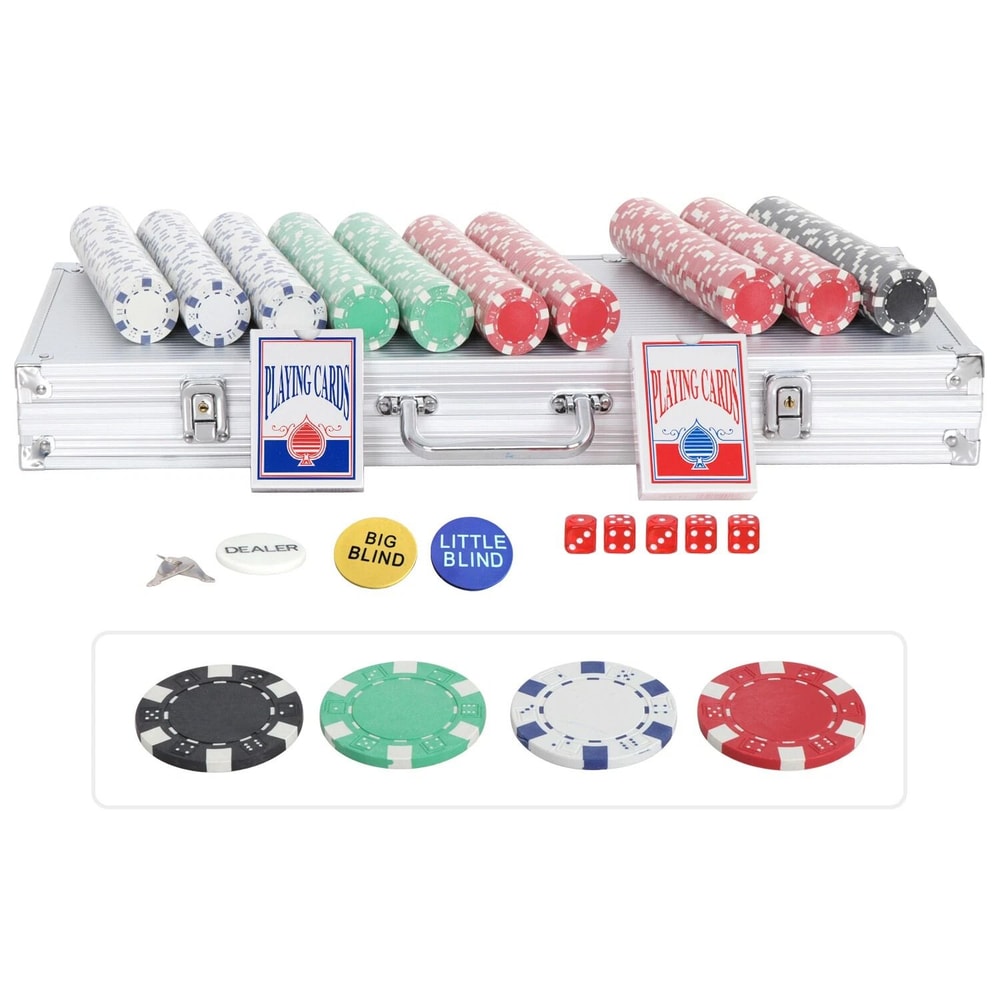 Poker Chip Set With Chips Includes Aluminum Case For Texas Holdem Blackjack 9