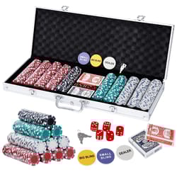 poker chip set with chips includes aluminum case for texas hold'em & blackjack