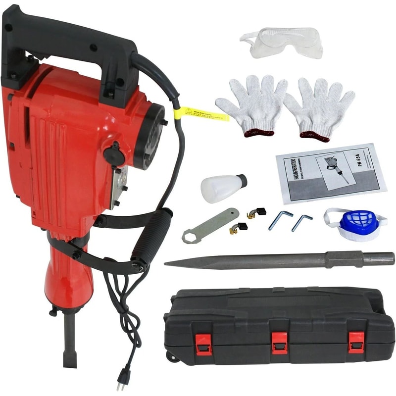 Heavy Duty Electric Demolition Jack Hammer With Case Gloves 0