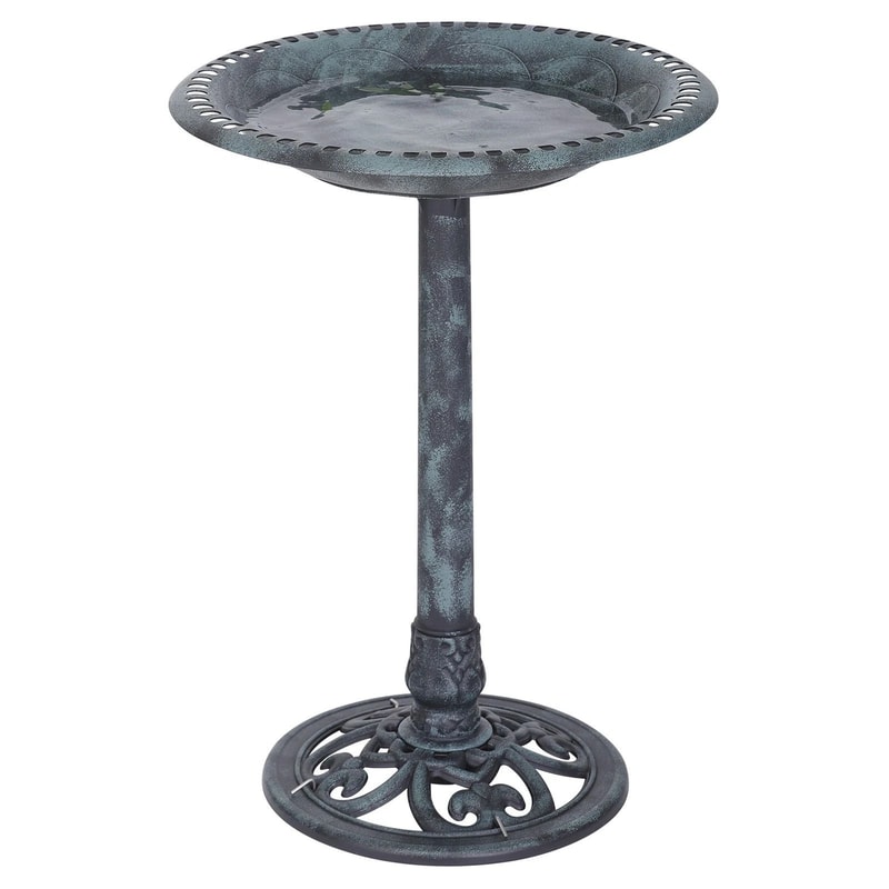 Pedestal Birdbath For Garden Decor With Ground Stakes Outdoor Bird Bath 9