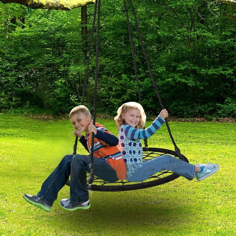Spider Web Saucer Swing Tree Swing Set Adjustable Hanging Rope For Kids Black Swing For Fun Outdoo 0