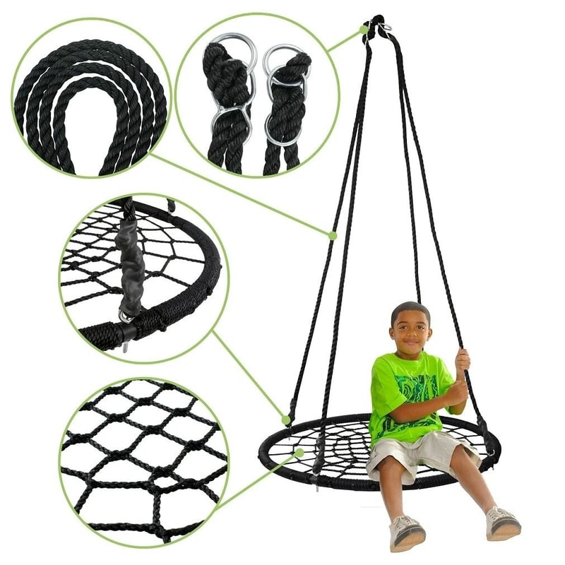 Spider Web Saucer Swing Tree Swing Set Adjustable Hanging Rope For Kids Black Swing For Fun Outdoo 10