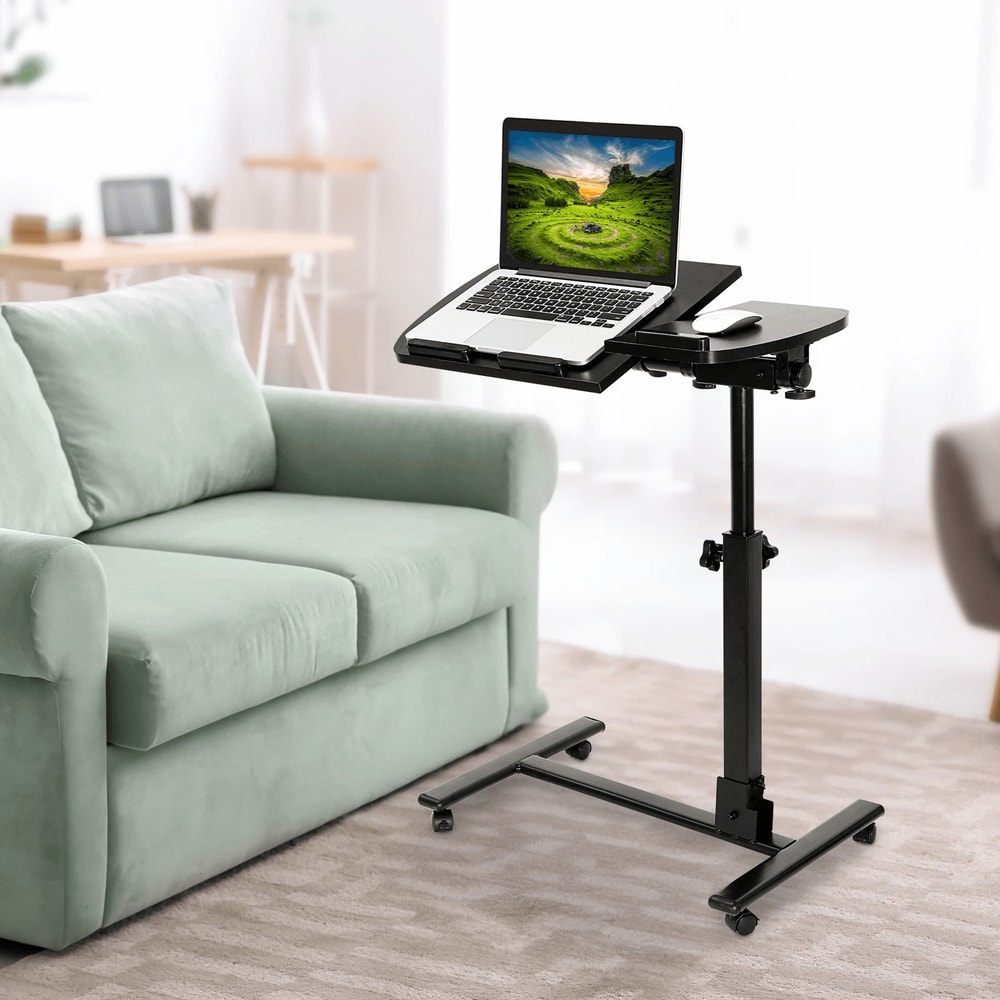Premium Adjustable Rolling Laptop Desk Mobile Work Table With Casters 0