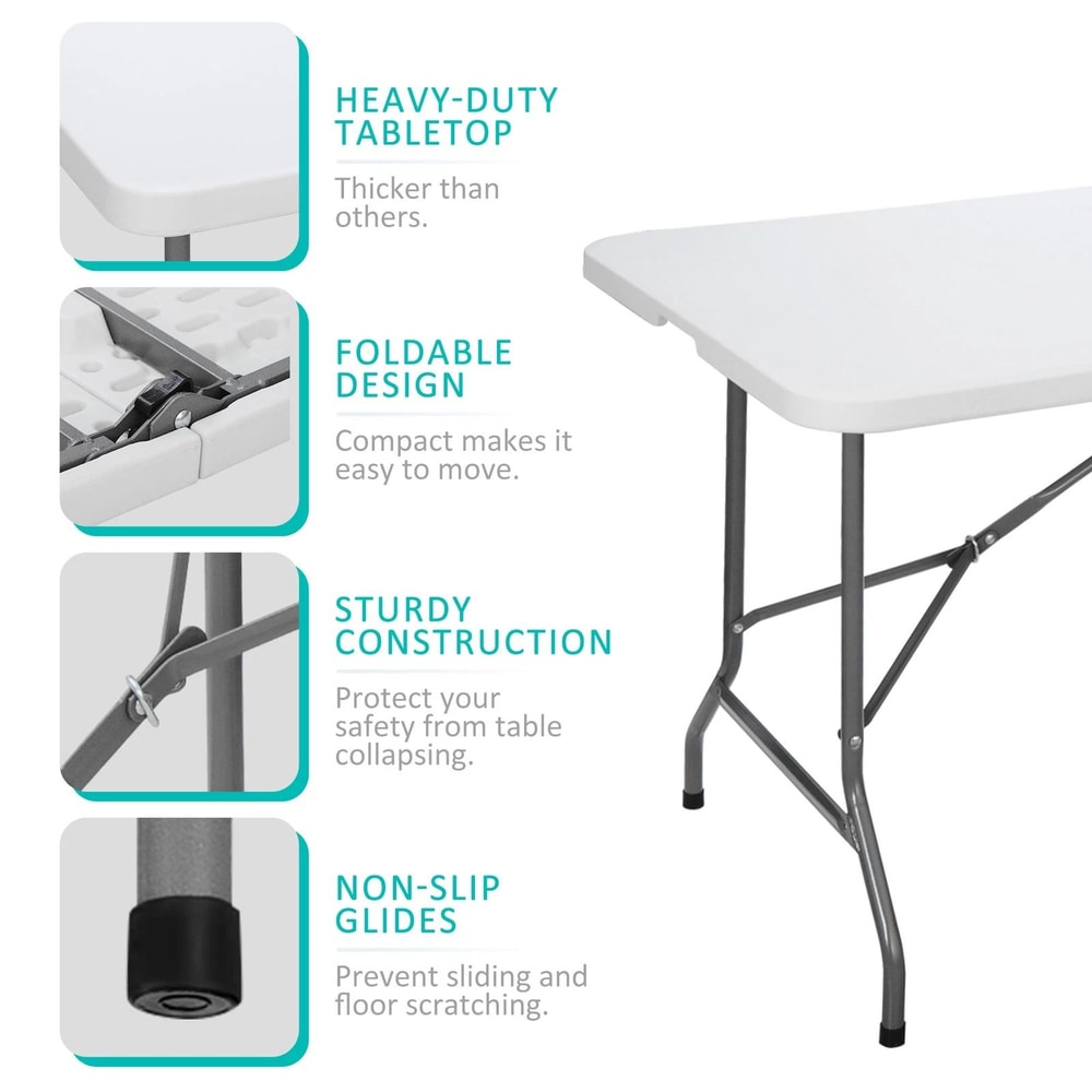 Heavy Duty Plastic Folding Table With Handle Ideal For Camping Parties 10
