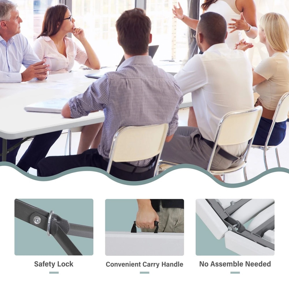 Heavy Duty Plastic Folding Table With Handle Ideal For Camping Parties 6