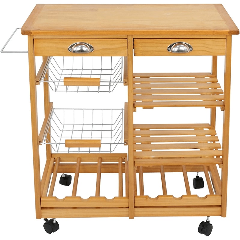 Rolling Kitchen Island Mobile Serving Cart With Storage Wood Rolling Storage For Home And Restauran 11
