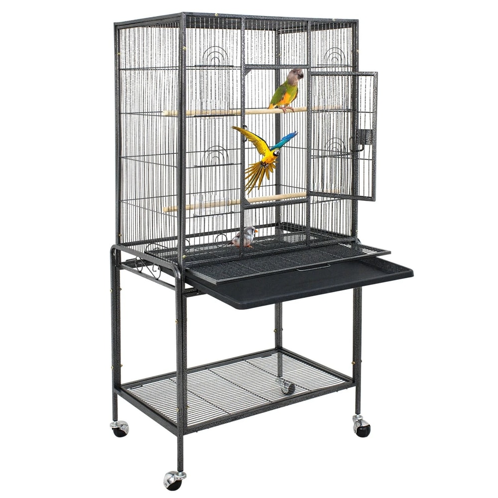 Large Spacious Wrought Iron Bird Cage With Rolling Stand For Parakeets Small Parrots 16