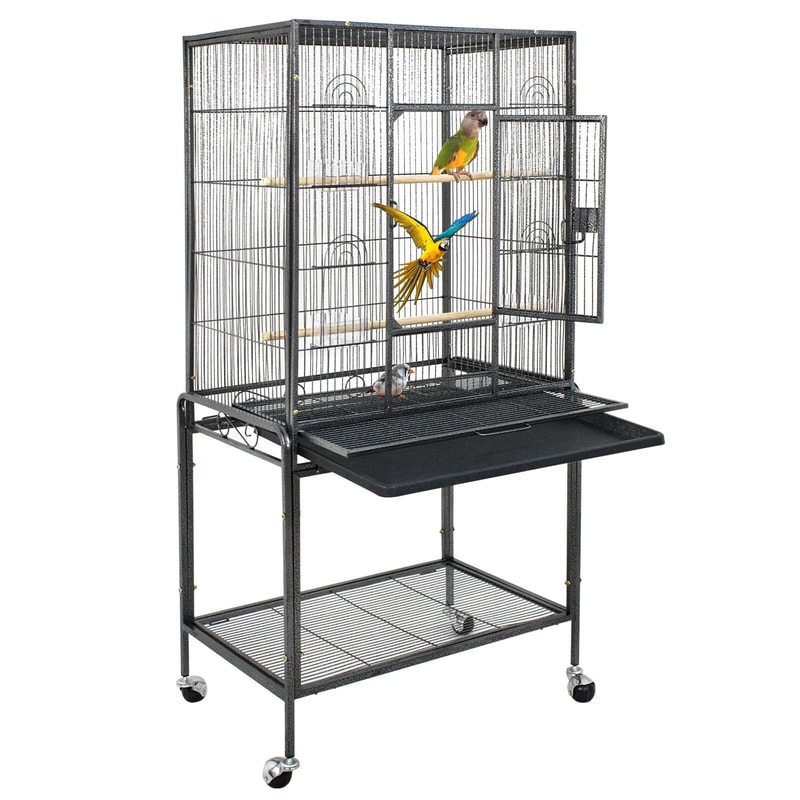 Large Spacious Wrought Iron Bird Cage With Rolling Stand For Parakeets Small Parrots 16