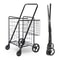 Folding Shopping Cart For Groceries And Laundry With Wheels And Double Basket Black 1