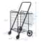Folding Shopping Cart For Groceries And Laundry With Wheels And Double Basket Black 2