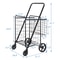Folding Shopping Cart For Groceries And Laundry With Wheels And Double Basket Black 2
