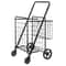 Folding Shopping Cart For Groceries And Laundry With Wheels And Double Basket Black 3