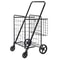 Folding Shopping Cart For Groceries And Laundry With Wheels And Double Basket Black 3