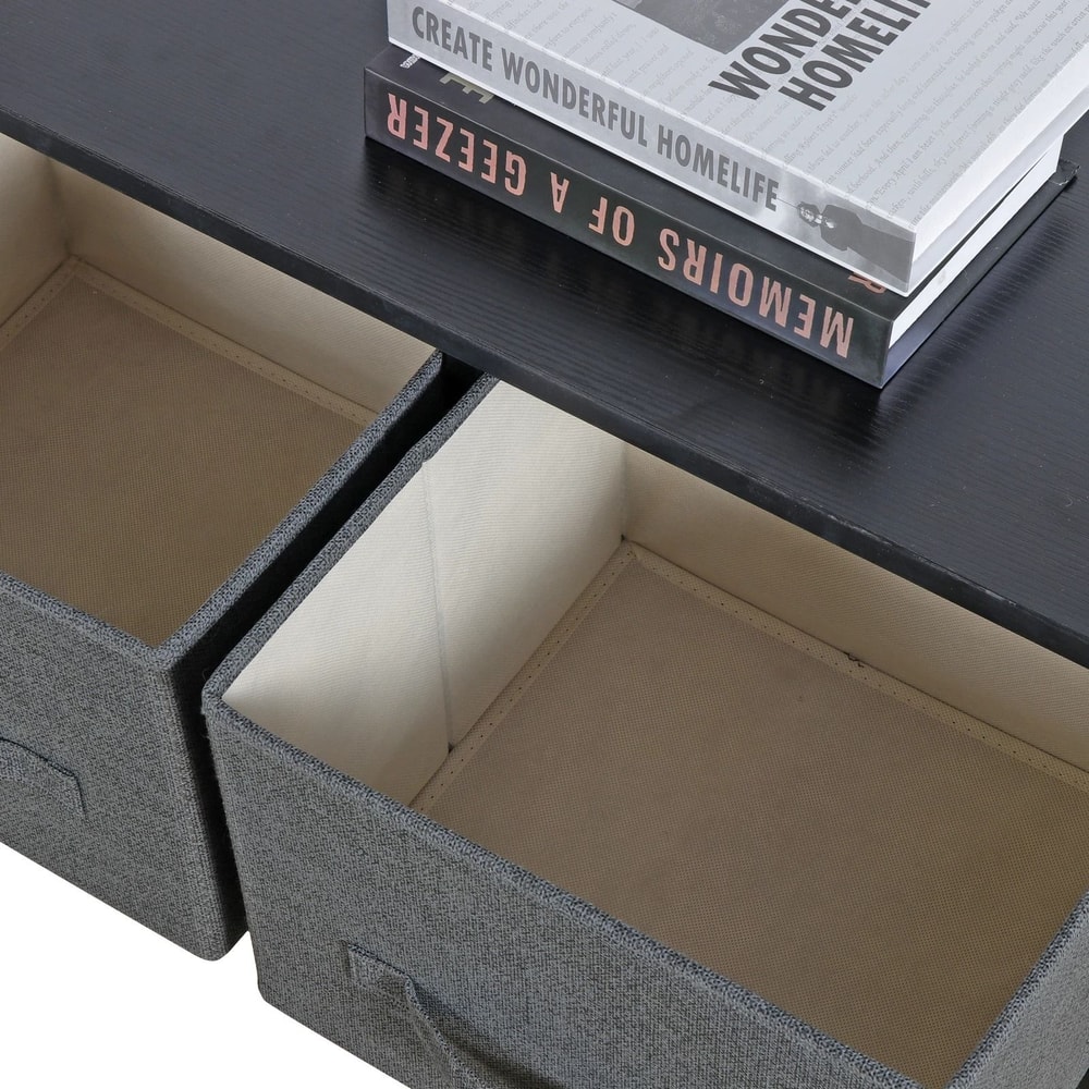 Dark Grey 5 Drawer Fabric Dresser Sturdy Chest With Wide Storage For Bedroom Organization 7