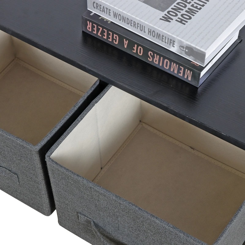 Dark Grey 5 Drawer Fabric Dresser Sturdy Chest With Wide Storage For Bedroom Organization 7