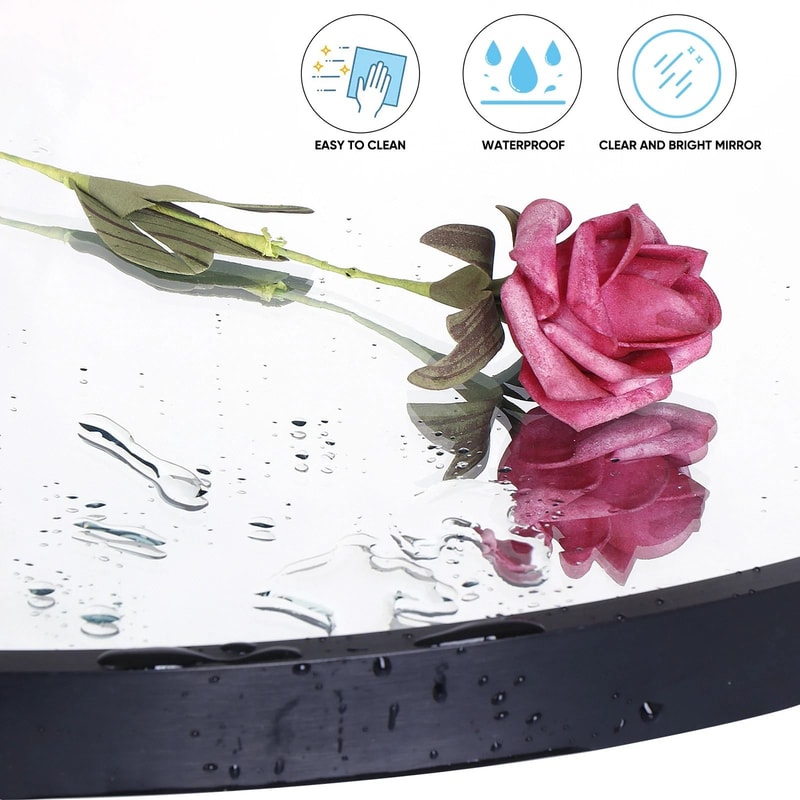 Round Black Bathroom Mirror With Metal Frame Wall Mounted Decorative Mirror 3