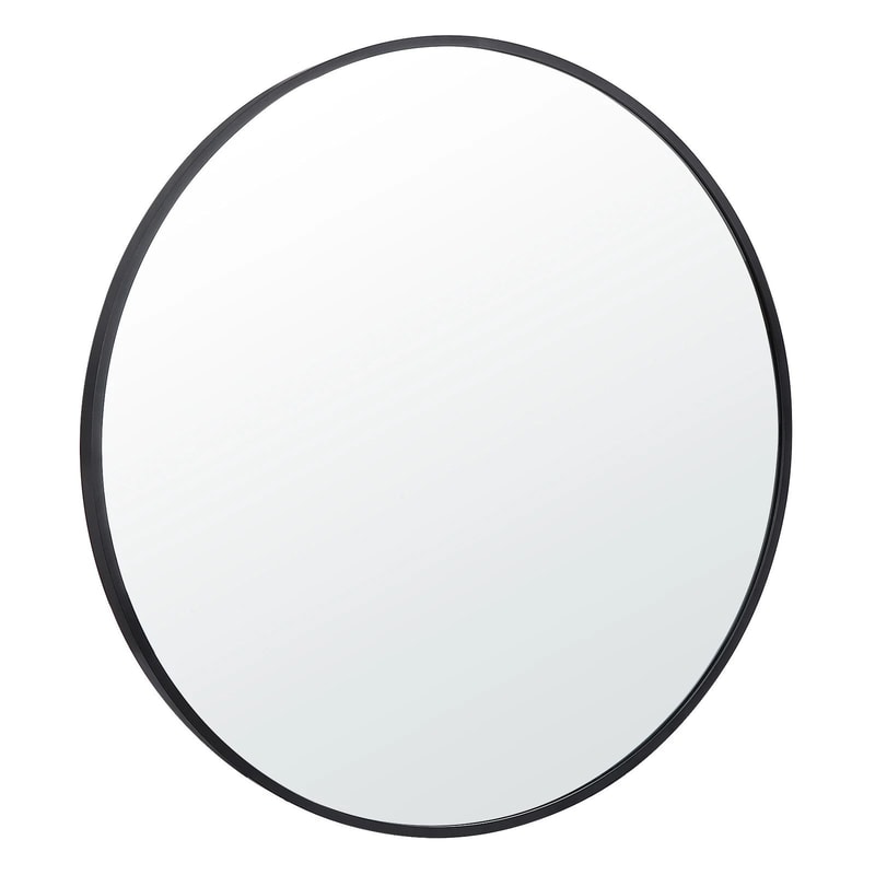 Round Black Bathroom Mirror With Metal Frame Wall Mounted Decorative Mirror 9