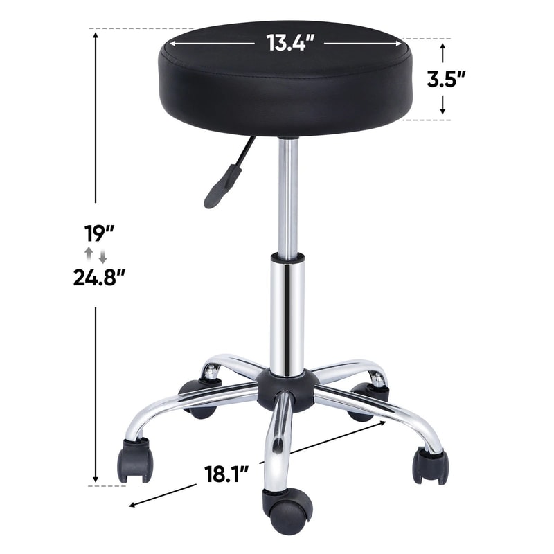 Hydraulic Rolling Stool Swivel Salon Chair Adjustable Height Office Tattoo Black 10