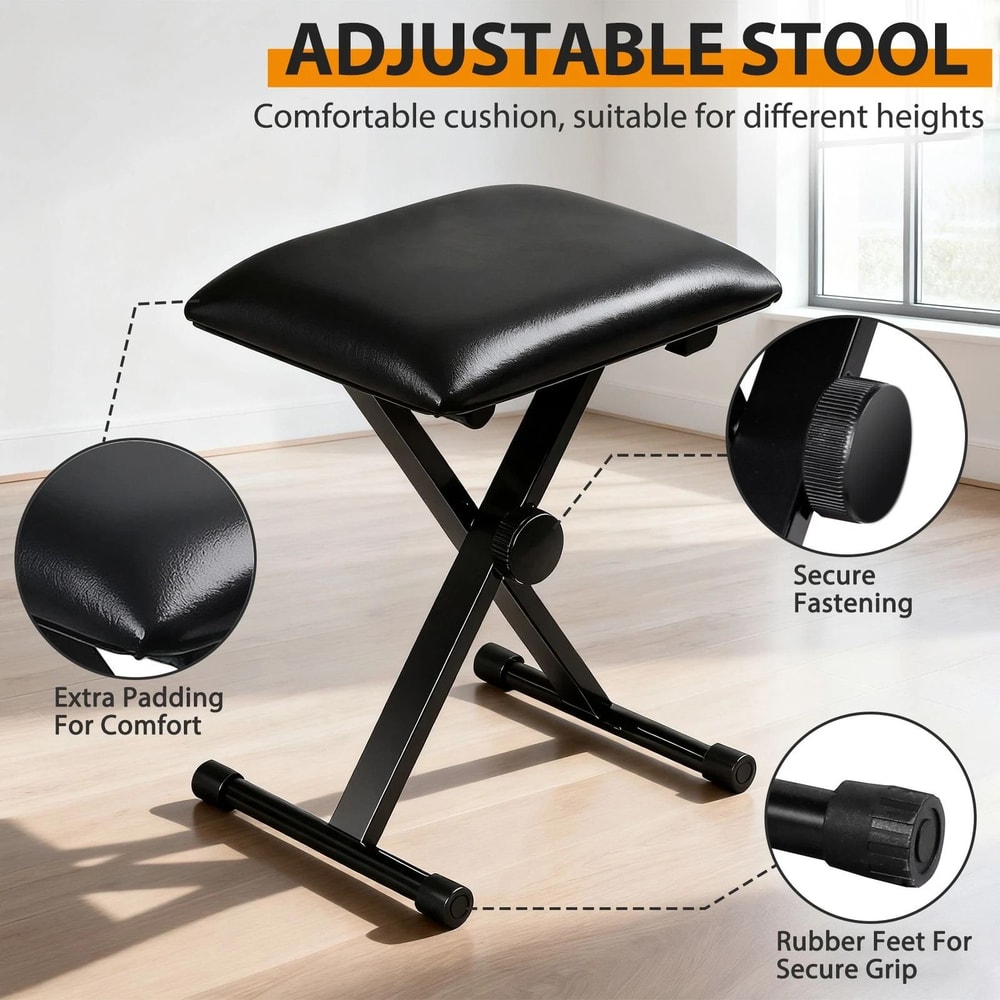 61 Key Electric Keyboard Piano Set With Stool Headphones Built In Speakers 11