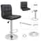Set Of Adjustable Swivel Bar Stools With Backrest PU Leather Black 1