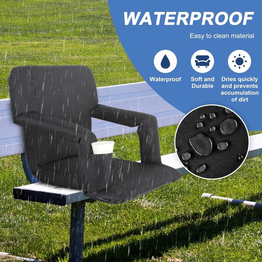 Extra Comfort Wide Stadium Seat Cushion With Back Support Portable Bleacher Chair 11