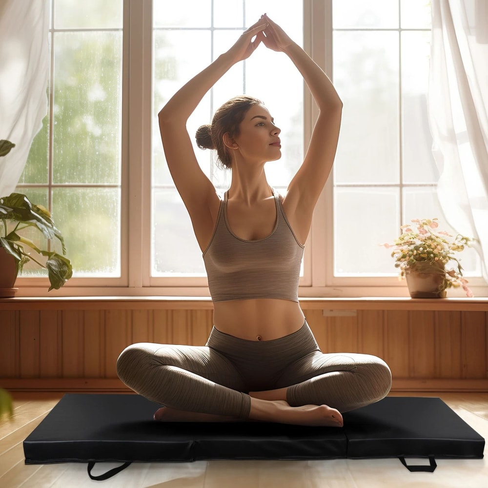 Folding Gymnastics Mat Thick Foam Exercise Mat With Carrying Handle For Yoga Stretching Fitness 7